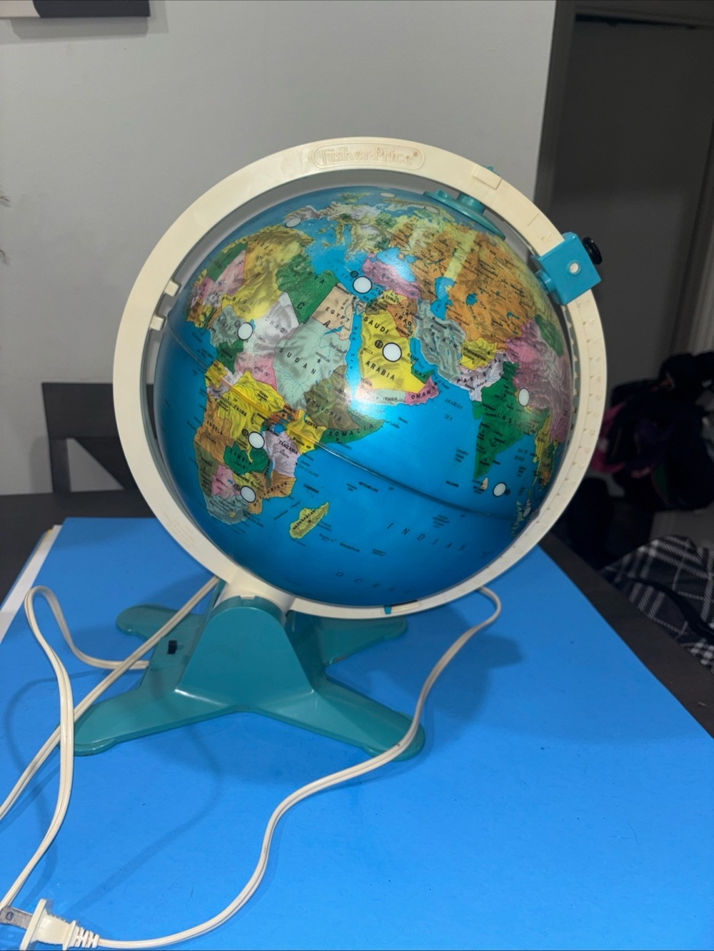 Fisher Price Vintage Blue Globe Lamp - Educational Classroom Style